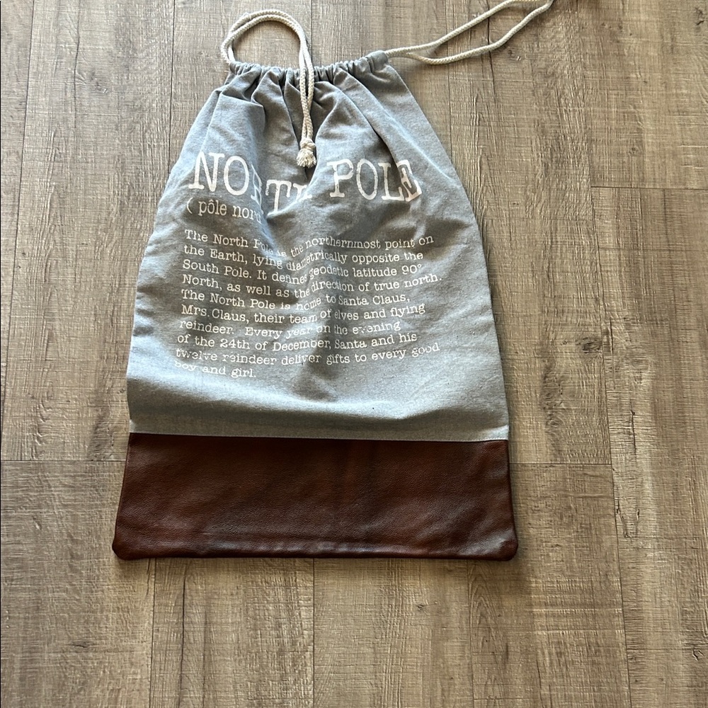 Christmas Gray and Brown Drawstring Bag